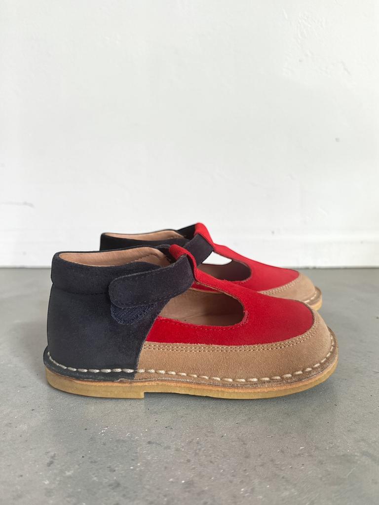 Konges Sløjd schoenen 26 mary jane suede rood navy beige, Kinderen en Baby's, Meisje, Schoenen, Nieuw, Ophalen of Verzenden