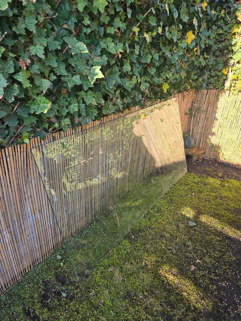 Glazen tafelblad facet geslepen 180x90, Ophalen of Verzenden, Gebruikt, Rechthoekig