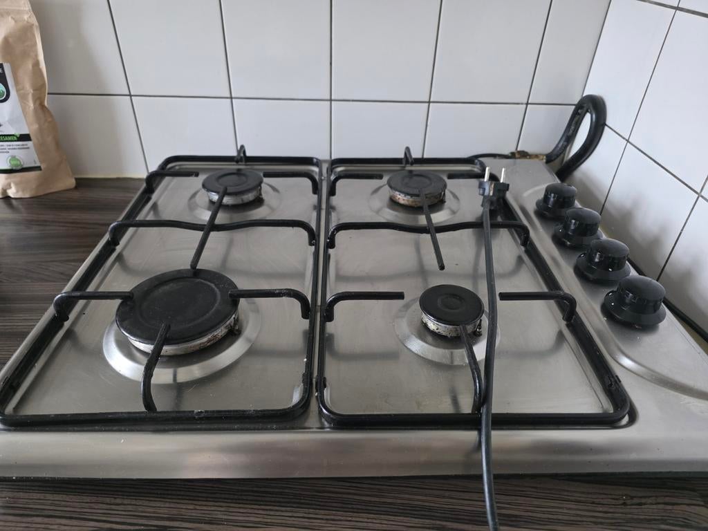 Gasfornuis met 4 pitten - RVS, Ophalen, Vrijstaand, Gas, 4 kookzones