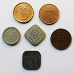 ** Setje Nederland van 6 verschillende stuivers 1908-1980 **, Verzenden, Koningin Wilhelmina, 5 cent, Setje