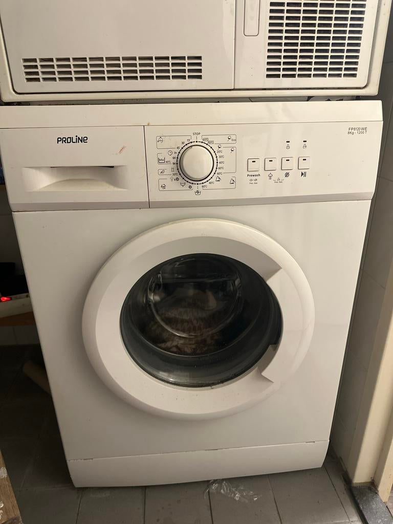 Proline Wasmachine - 8kg - 1200 toeren, Witgoed en Apparatuur, Wasmachines, Ophalen, Gebruikt, Voorlader, Kort programma