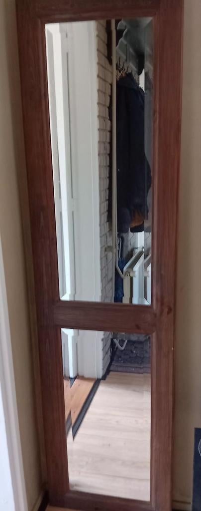 3. grenen kastdeuren met spiegels - 47x176 cm, Ophalen, Gebruikt