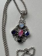 Zilveren Jasseron Collier met Amethist & Maansteen Hanger, Overige kleuren, Verzenden, Zo goed als nieuw, Met edelsteen