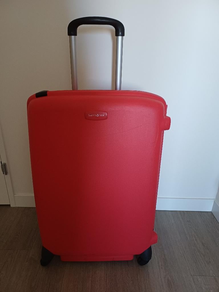 Samsonite rode koffer, Gebruikt, Hard kunststof, 70 cm of meer, Wieltjes