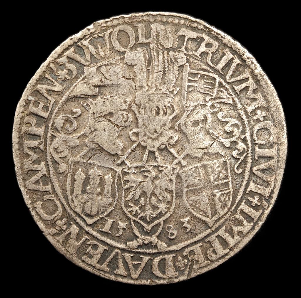 1583 De Driesteden Arendrijksdaalder, Postzegels en Munten, Munten | Nederland, Vóór koninkrijk, Verzenden, Zilver, Overige waardes