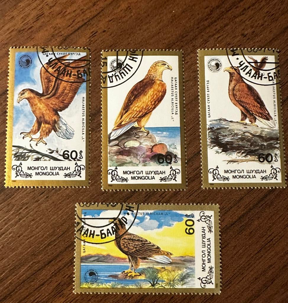 Mongolië 1988 - Roofvogels vogels (Haliaeetus Albicilla), Ophalen of Verzenden, Gestempeld, Centraal-Azië