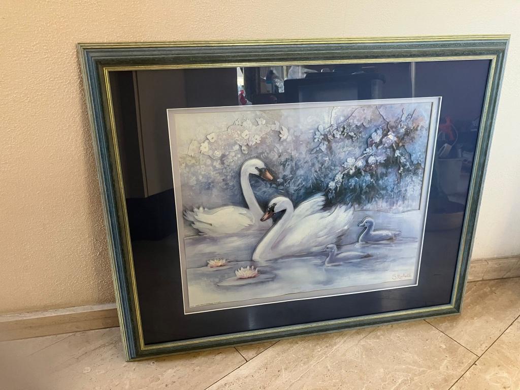 3-D schilderij zwanen, Ophalen