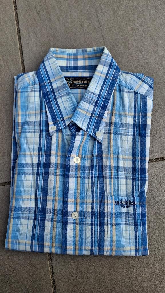 M 39-40 Heren blouse Mainstream, Blauw, Gedragen, Mainstream, Halswijdte 39/40 (M)