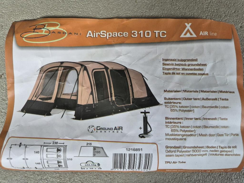 Bardani Airspace 310TC, Caravans en Kamperen, Tenten, Ophalen, Zo goed als nieuw, Tot en met 4