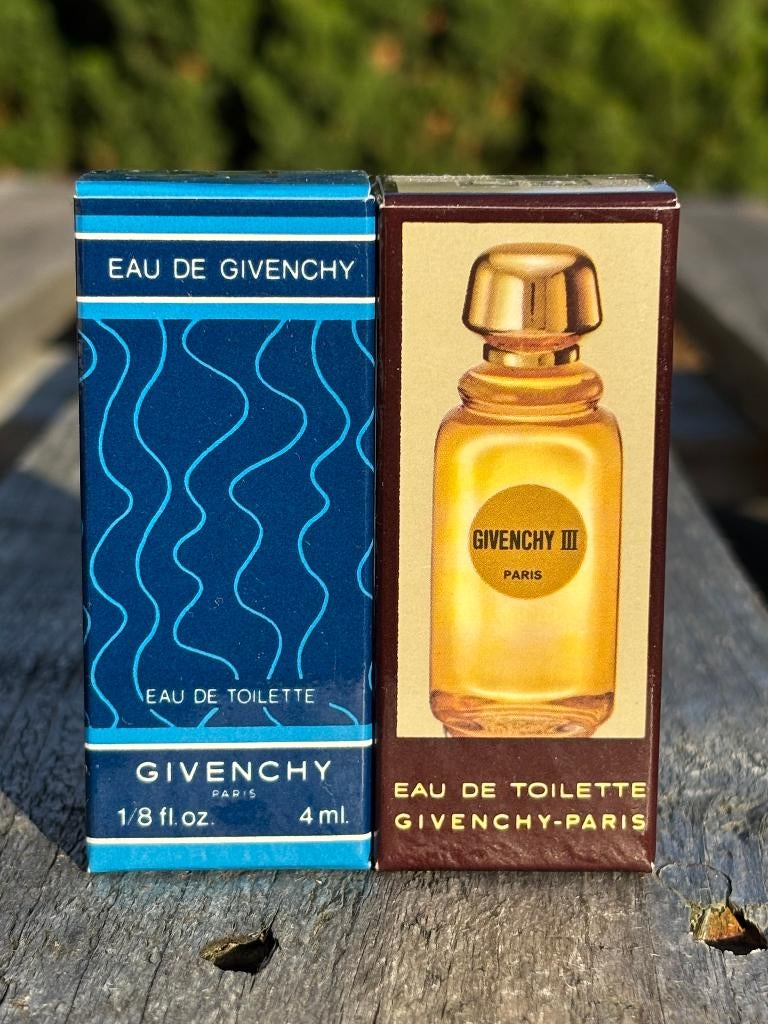 Vintage parfum miniature Eau de Givenchy & Givenchy 3, Ophalen of Verzenden, Nieuw, Miniatuur, Gevuld
