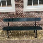 Antieke Franse gietijzer tuinbank grachtengroen, Ophalen of Verzenden, Zo goed als nieuw, Hout