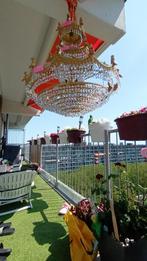 Prachtige gouden kroonluchter met kristallen en engeltjes, Huis en Inrichting, Lampen | Kroonluchters, Ophalen of Verzenden, Zo goed als nieuw