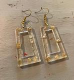 Vintage retro oorbellen lucide gedroogde bloemen boho hanger, Sieraden, Tassen en Uiterlijk, Oorbellen, Overige materialen, Hangers