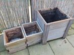 3 houten plantenbakken te koop., Ophalen, Gebruikt, Hout