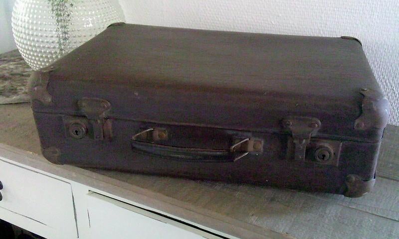 Vintage koffer Echt Vulcan Fiber brocante koffer, Antiek en Kunst, Curiosa en Brocante, Ophalen