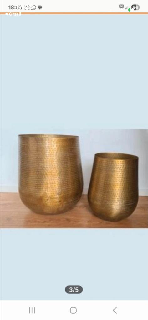 Bloempot handgemaakt  goud kleurig!, Ophalen, Rond, Nieuw, Metaal