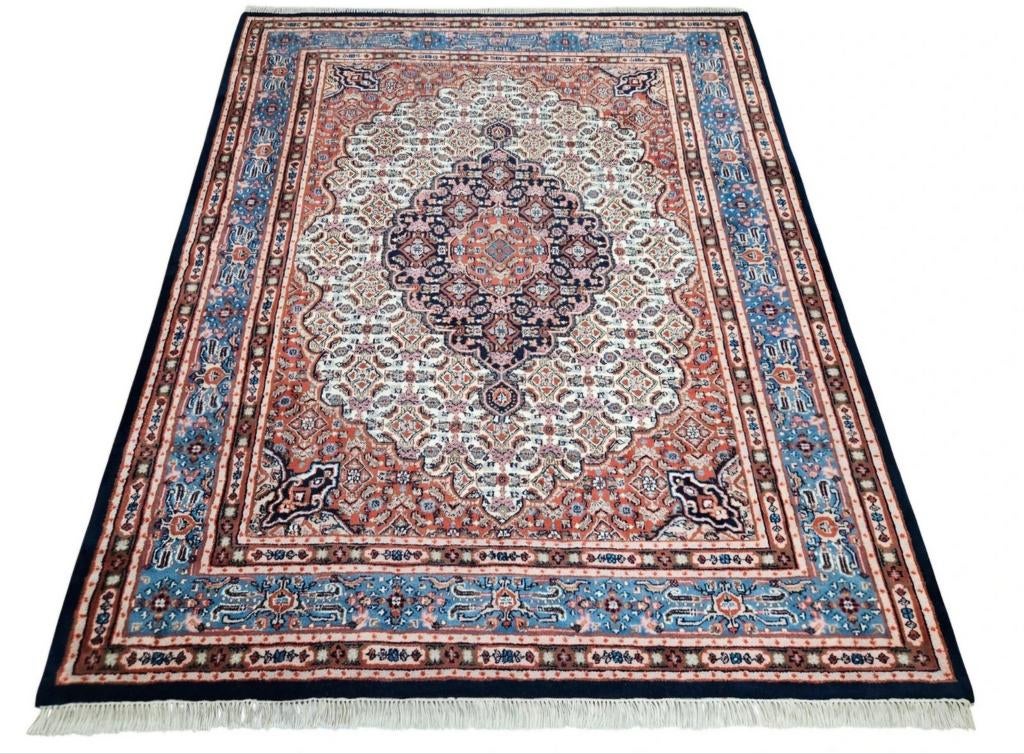 Handgeknoopt oosters wol Tabriz tapijt medallion 199x247cm, Persian Perzisch vintage oosters hype, 150 tot 200 cm, 200 cm of meer