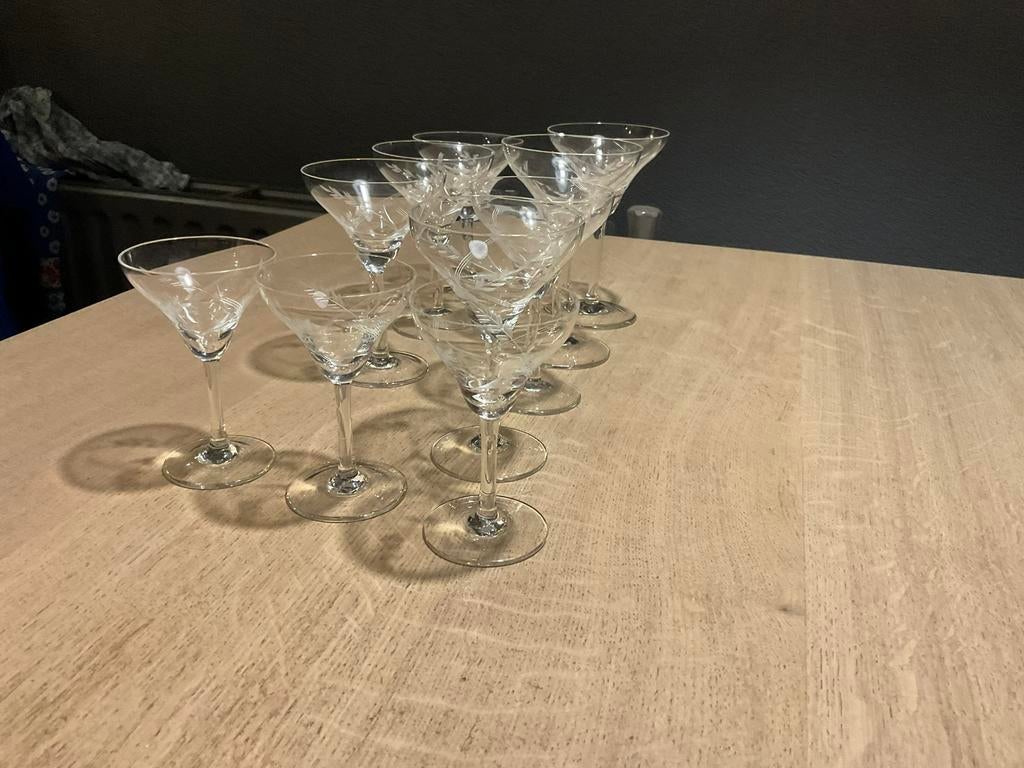 10 Antieke kristallen borrel glaasjes zijn geslepen glas, Antiek en Kunst, Ophalen of Verzenden