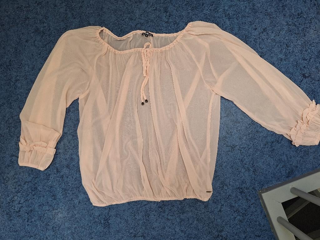 licht roze transparante blouse mt.m izgs superstar, Maat 38/40 (M), Ophalen of Verzenden, Zo goed als nieuw, Roze