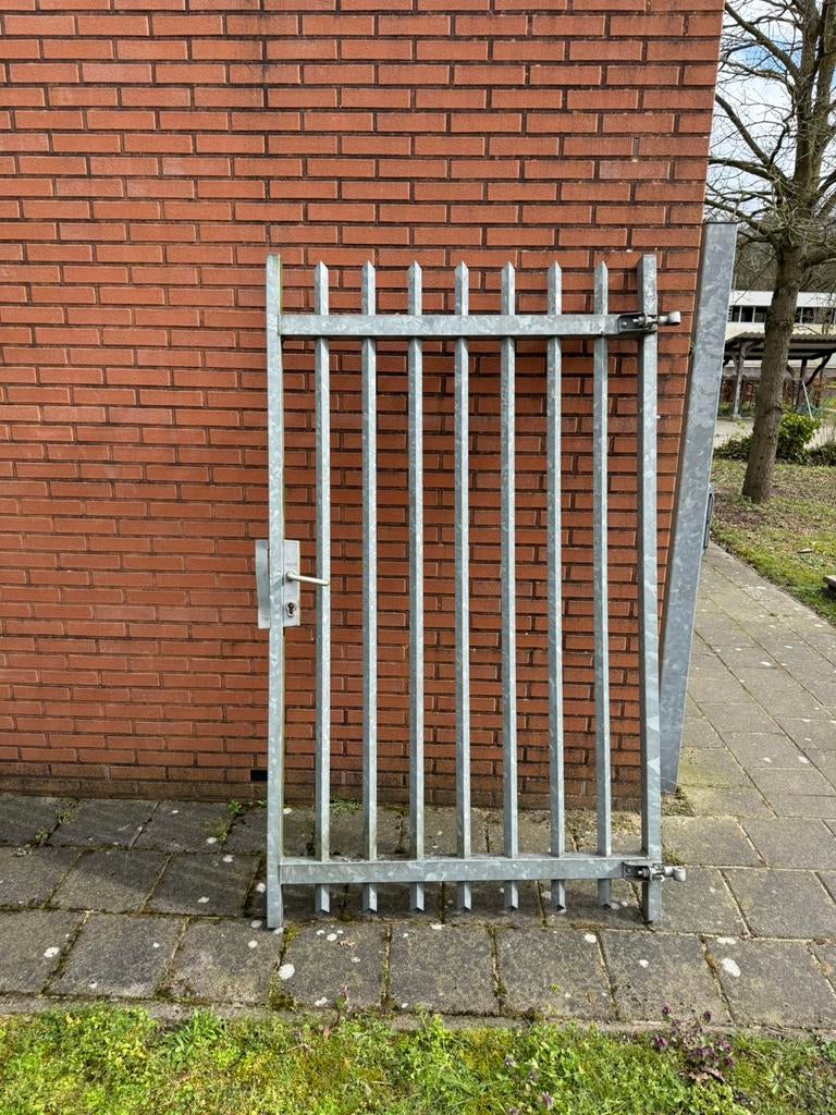 Hardhout/ staal tuindeur, Ophalen of Verzenden, Gebruikt, IJzer, Spijlenhekwerk