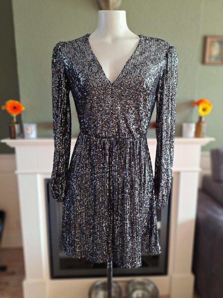 Rinascimento paillet glitter jurk S 36, Verzenden, Zwart, Rinascimento, Zo goed als nieuw