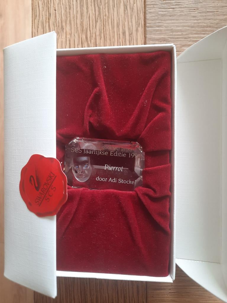 Swarovski. Plaquette Pierrot in box, Ophalen, Zo goed als nieuw, Figuurtje