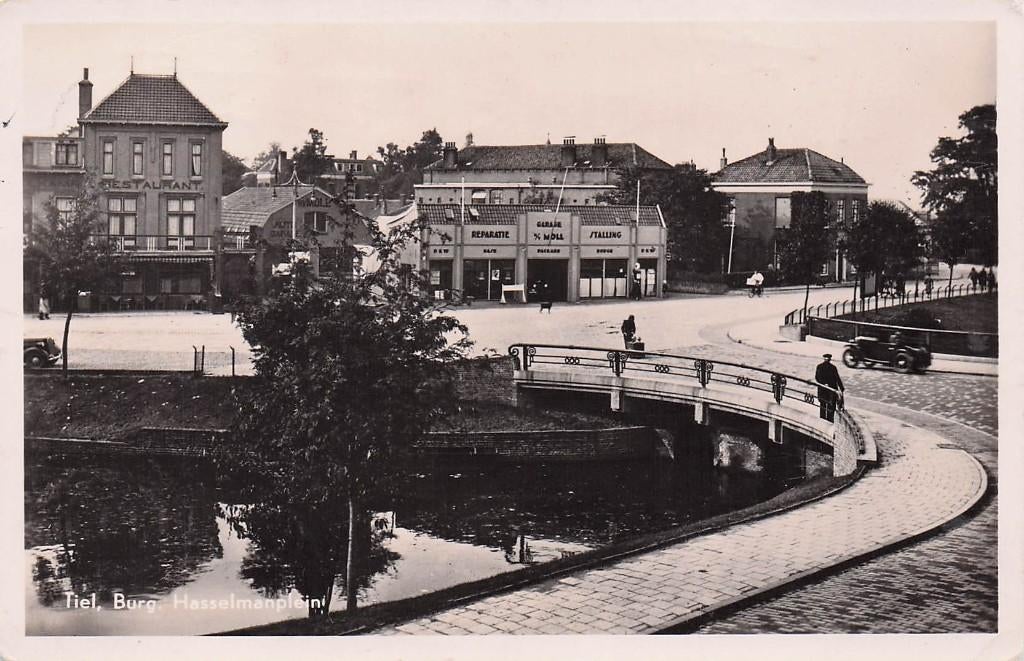 Tiel - Burg. Hasselmanplein (uitgave 1948) FRAAI, Ophalen of Verzenden, 1940 tot 1960, Gelopen, Gelderland