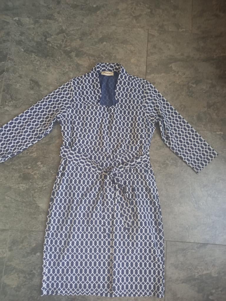 Provence Jurk met patroon en ceintuur maat 36, Maat 38/40 (M), Blauw, Ophalen of Verzenden, Zo goed als nieuw
