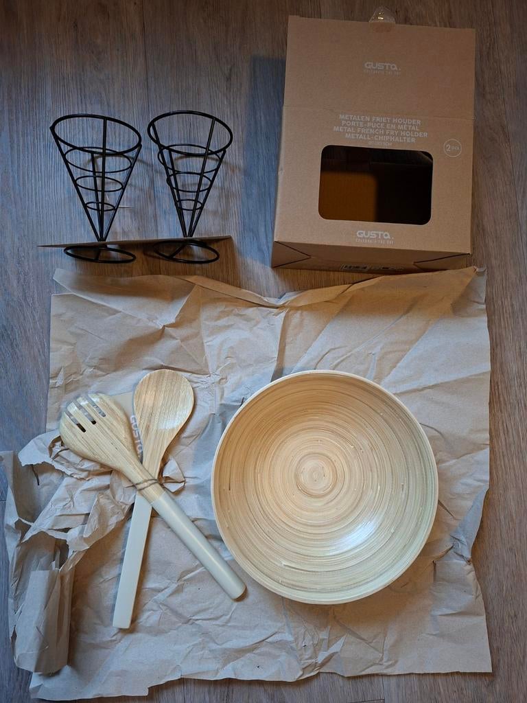kom, spatels, frietbakje, alles nieuw, Huis en Inrichting, Ophalen, Nieuw