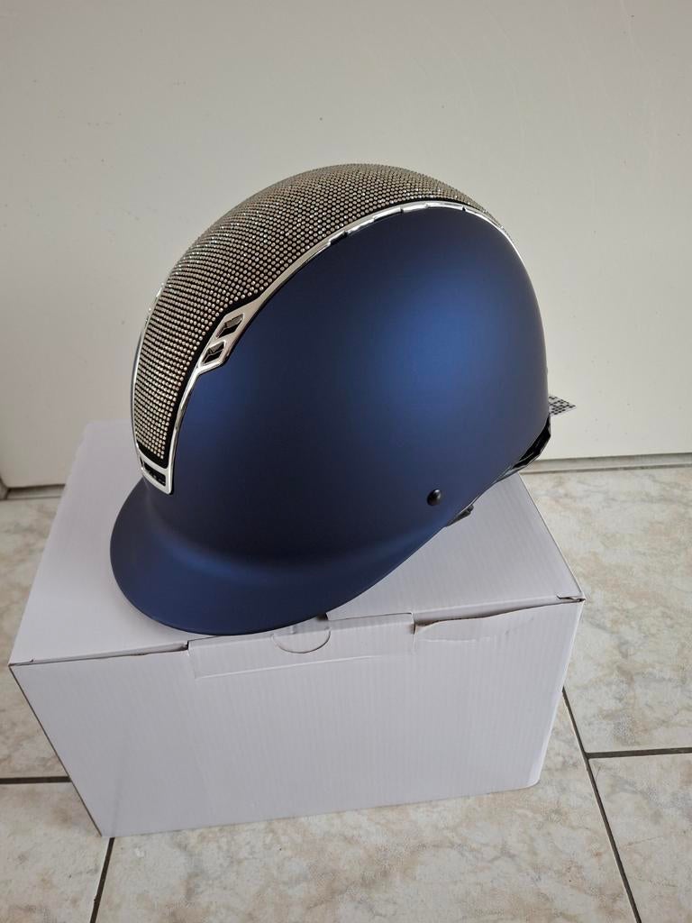Nieuwe paardrij cap blauw met veel bling maat 57/59, Ophalen of Verzenden, Nieuw, Dressuur