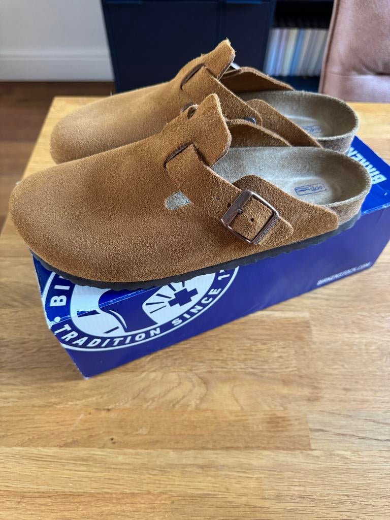 Birkenstock Boston BS - Smalle pasvorm - Mink - Maat 38, Kleding | Dames, Schoenen, Ophalen of Verzenden, Bruin, Slippers