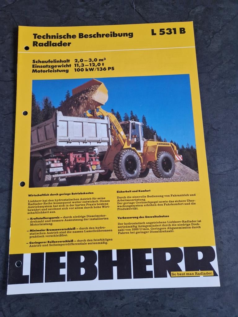 Liebherr L 531 B Radlader Technische Beschrijving, Ophalen of Verzenden, Gelezen, Liebherr