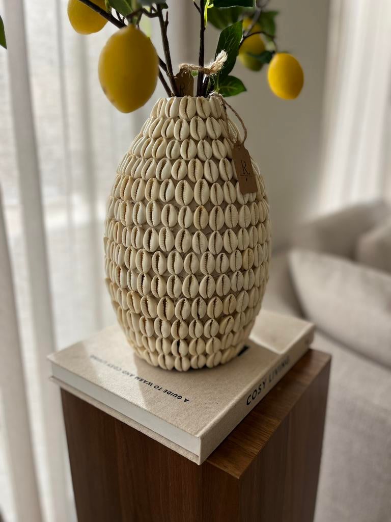 Schelpen vaas, Huis en Inrichting, Woonaccessoires | Vazen, Overige materialen, Overige kleuren, Nieuw, Ophalen of Verzenden