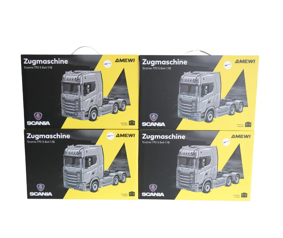 Amewi Huina Scania 770 S truck Unit 6x4 1/18 RTR silver, Ophalen of Verzenden, Nieuw, Overige schalen, Auto offroad