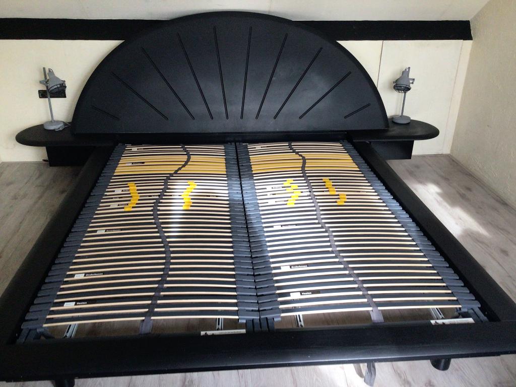 2 persoonsbed 160x200, Ophalen, Gebruikt, Tweepersoons, Mooie strakke zwarte look