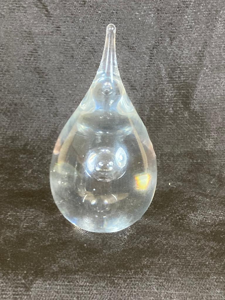 Leerdam glazen druppel met sticker, Ophalen of Verzenden