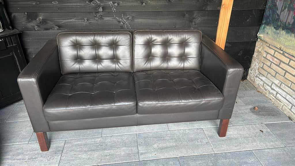 Ikea landskrona donker bruin leren 2 zits bank, Ophalen, Gebruikt, 75 tot 100 cm, Tweepersoons
