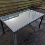 Tuintafel met glas 160 x 89,5 x 74,5 cm, Ophalen, Gebruikt, Rechthoekig, Aluminium