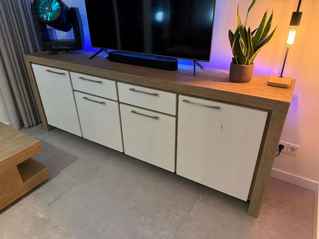 Henders & Hazel dressoir – massief hout – 230 cm, Ophalen, Gebruikt, 25 tot 50 cm, 200 cm of meer