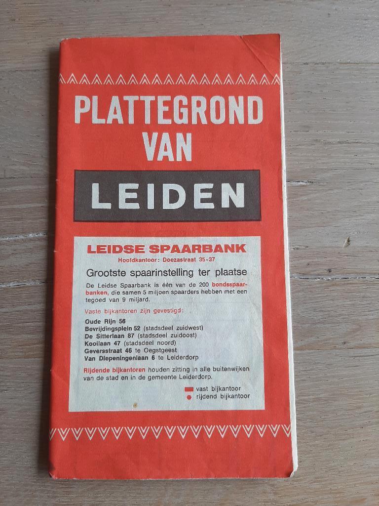 Oude Reclame plattegrond Leiden, jaren 70?, Gelezen, Rijnland, Ophalen of Verzenden, Landkaart