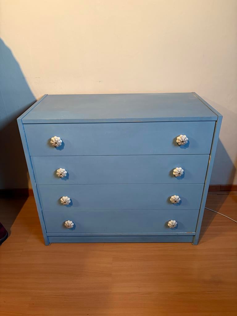 Blauw ladekastje ophalen in Den Haag  80x40x70cm, Huis en Inrichting, Kasten | Ladekasten, Ophalen, Gebruikt, 50 tot 100 cm, 3 of 4 laden