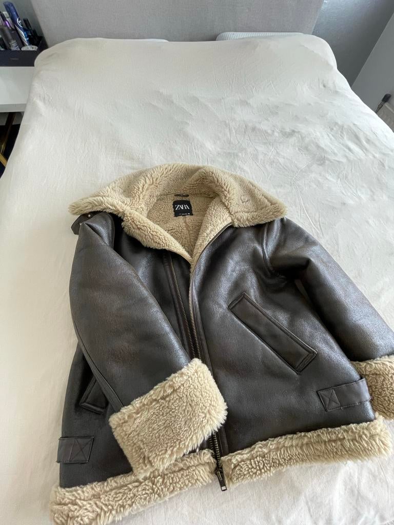 Zara winterjas met teddy voering, Ophalen of Verzenden, Gedragen, Maat 38/40 (M), Bruin