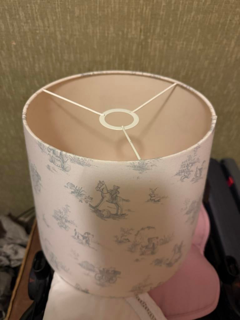 Leuke lampenkap met kinderprint - Zo goed als nieuw, 25 tot 50 cm, Wit, Rond, Ophalen of Verzenden