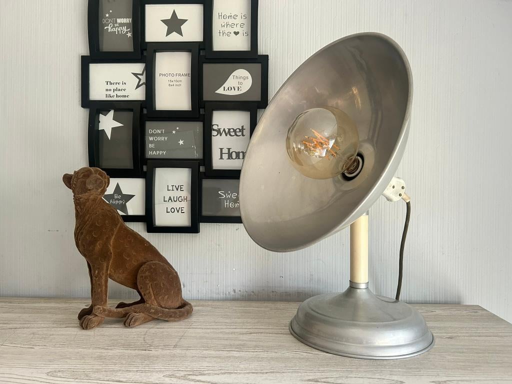 Stoere, industriële lamp uit de 60er jaren - vintage look, Ophalen, Glas, Vintage, retro, deco, industrieel, stoer, Zo goed als nieuw