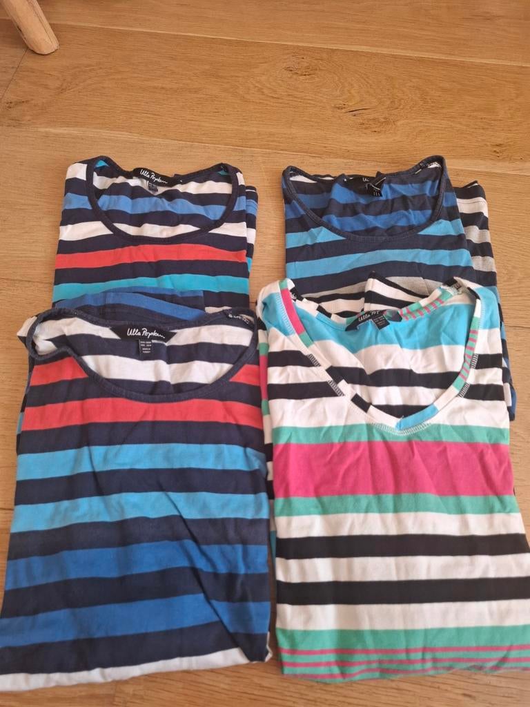 4 gestreepte driekwartmouw shirts van Ulla Popken, Blauw, Maat 42/44 (L), Ulla Popken, Ophalen of Verzenden