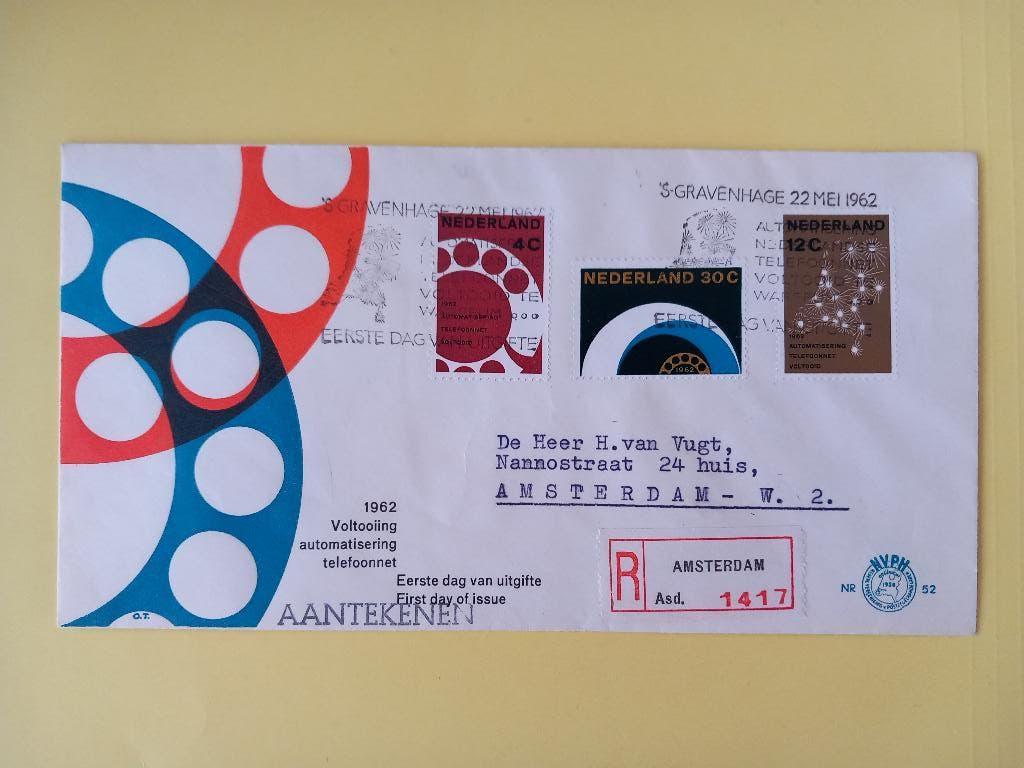 1962 Telefoonnetwerk FDC E52 met open klep e3, Postzegels en Munten, Postzegels | Eerstedagenveloppen, Verzenden, Beschreven, Nederland