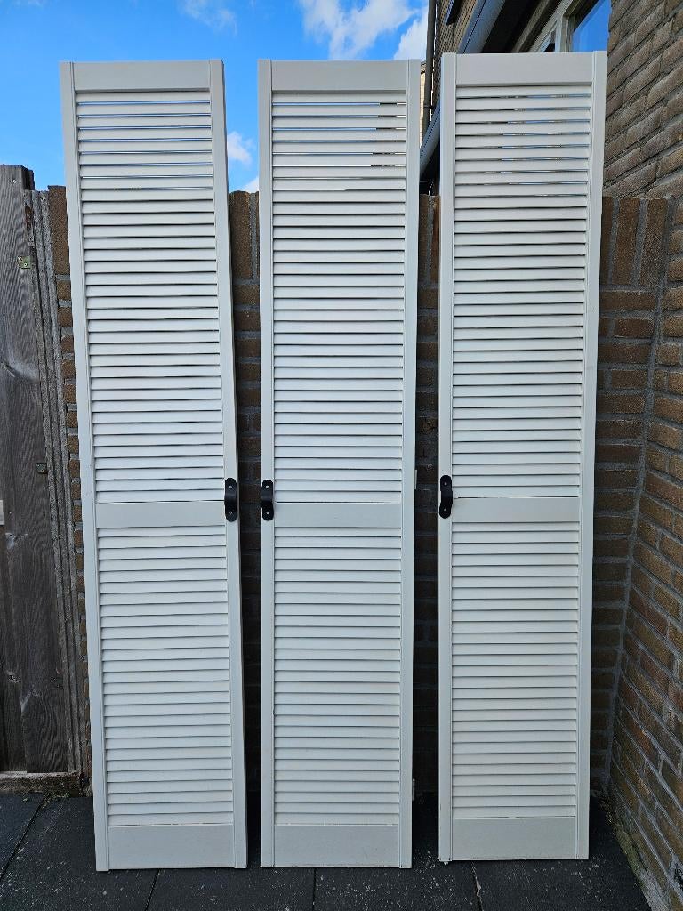 Te koop 3 Louvre deuren, Doe-het-zelf en Verbouw, Ophalen, Minder dan 80 cm, Binnendeur, Minder dan 200 cm