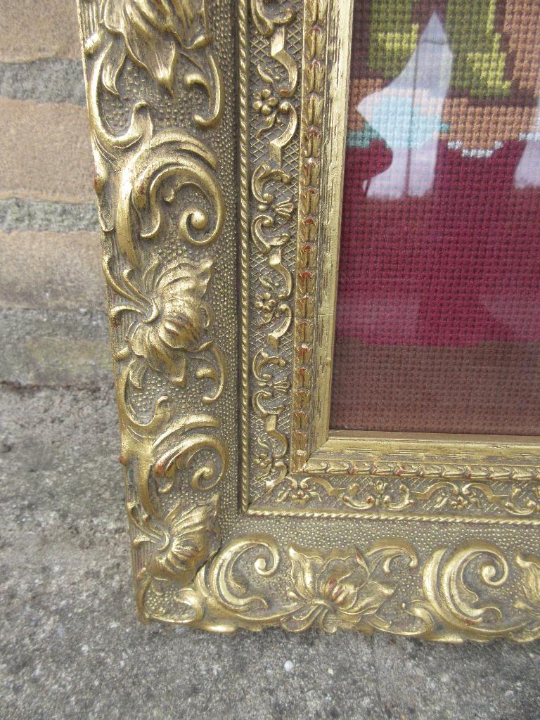 Antieke goudkleurige lijst schilderijlijst met glas, Ophalen, Minder dan 50 cm, Gebruikt, Minder dan 50 cm