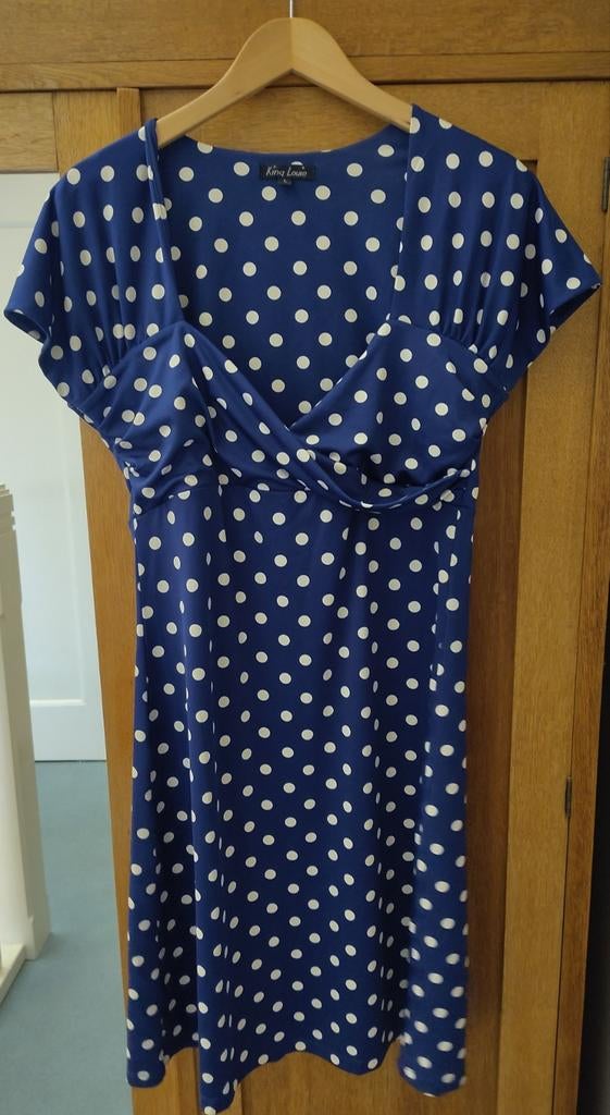 King Louie jurk maat L polkadot blauw, Kleding | Dames, Overige Dameskleding, Ophalen of Verzenden, Zo goed als nieuw