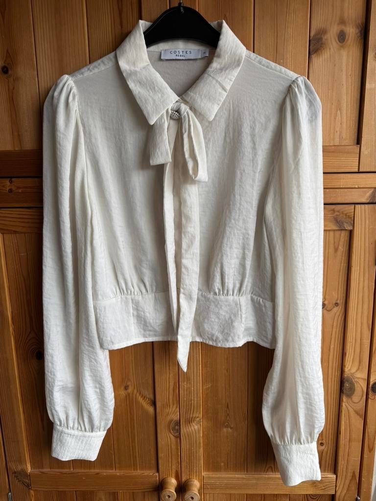 Costes longsleeve blouse met strik, Ophalen of Verzenden, Zo goed als nieuw, Maat 38/40 (M), Wit